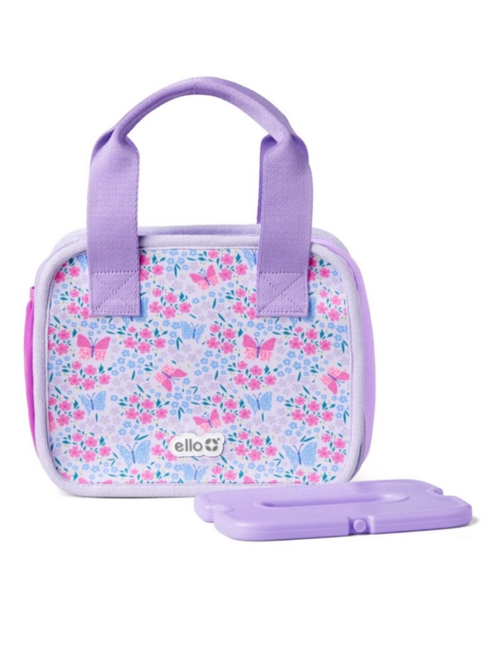 ELLO Lavender Floral Insulated Lunch Bag with Handles